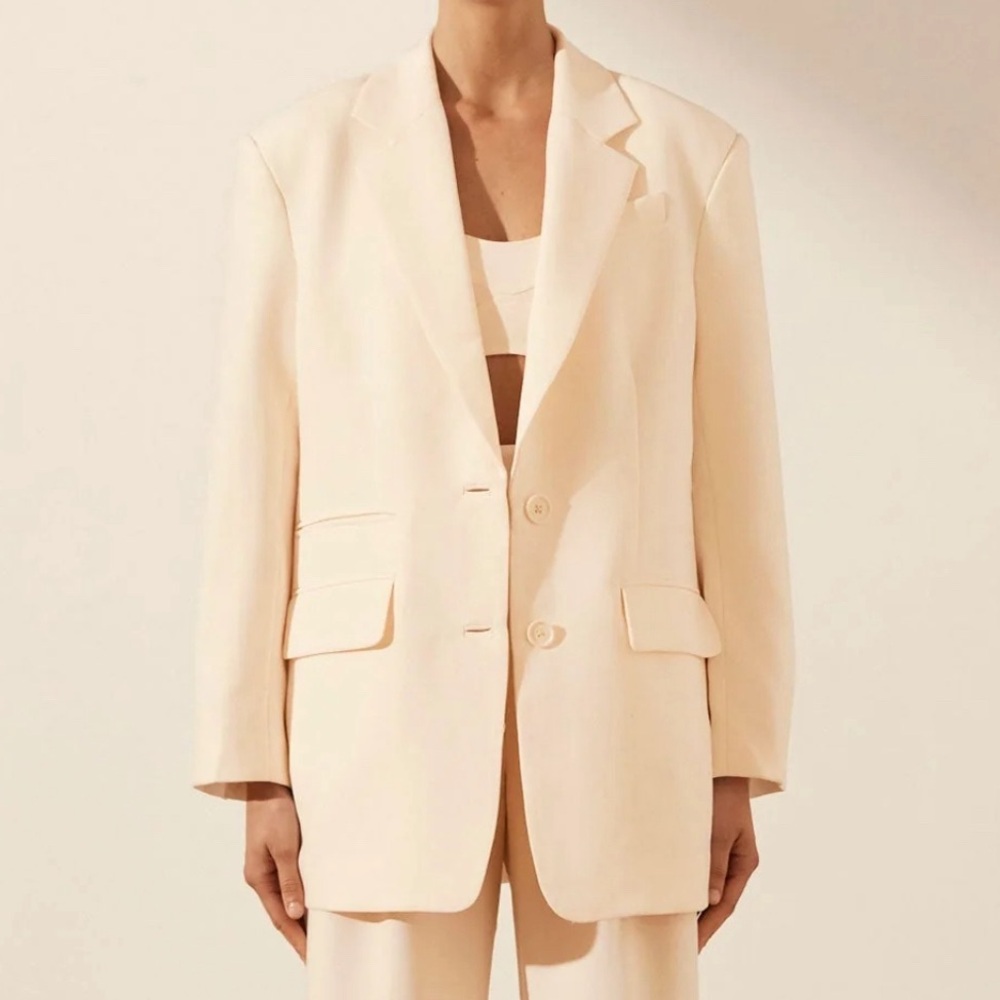 Shona Joy Irena oversized blazer in ivory, size 0